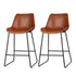 Bar Stools Kitchen Counter Barstools Leather Metal Chairs Brown x2