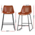 Bar Stools Kitchen Counter Barstools Leather Metal Chairs Brown x2