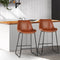 Artiss Set of 2 PU Leather Bar Stools Kitchen Counter Chairs Brown Steel Frame