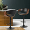 2x Gas Lift Bar Stools PU Leather Armrest Swivel Adjustable Kitchen Chairs