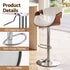 Artiss 1x Bar Stool Counter Chair Ambrus Swivel Adjustable Bentwood PU White
