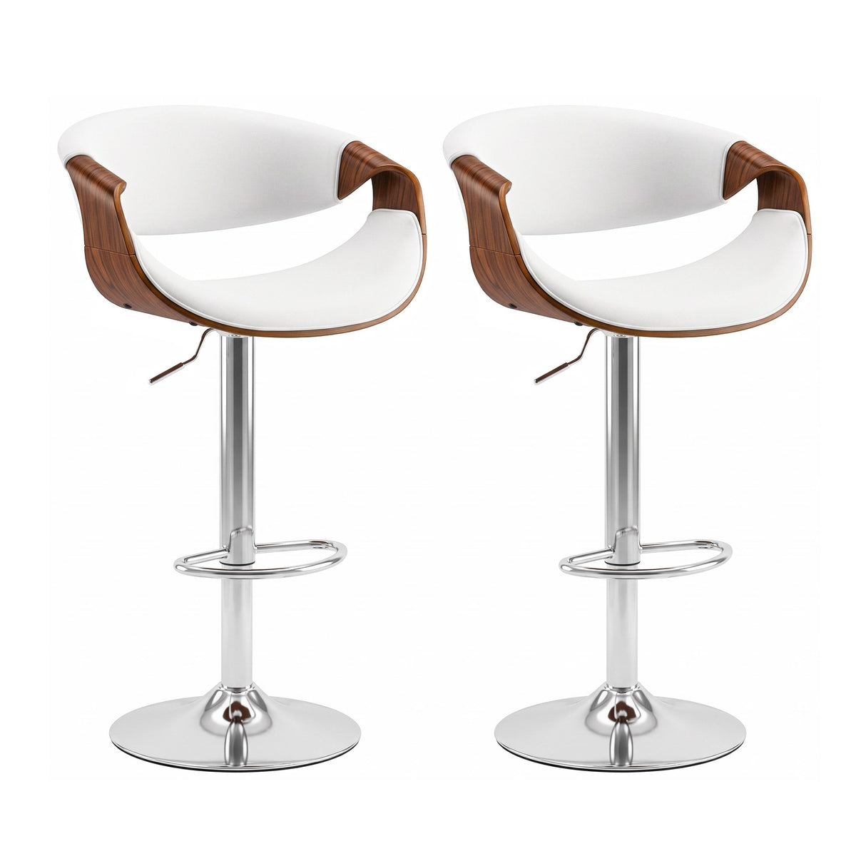Artiss 2x Bar Stools Counter Chair Ambrus Swivel Adjustable Bentwood PU White