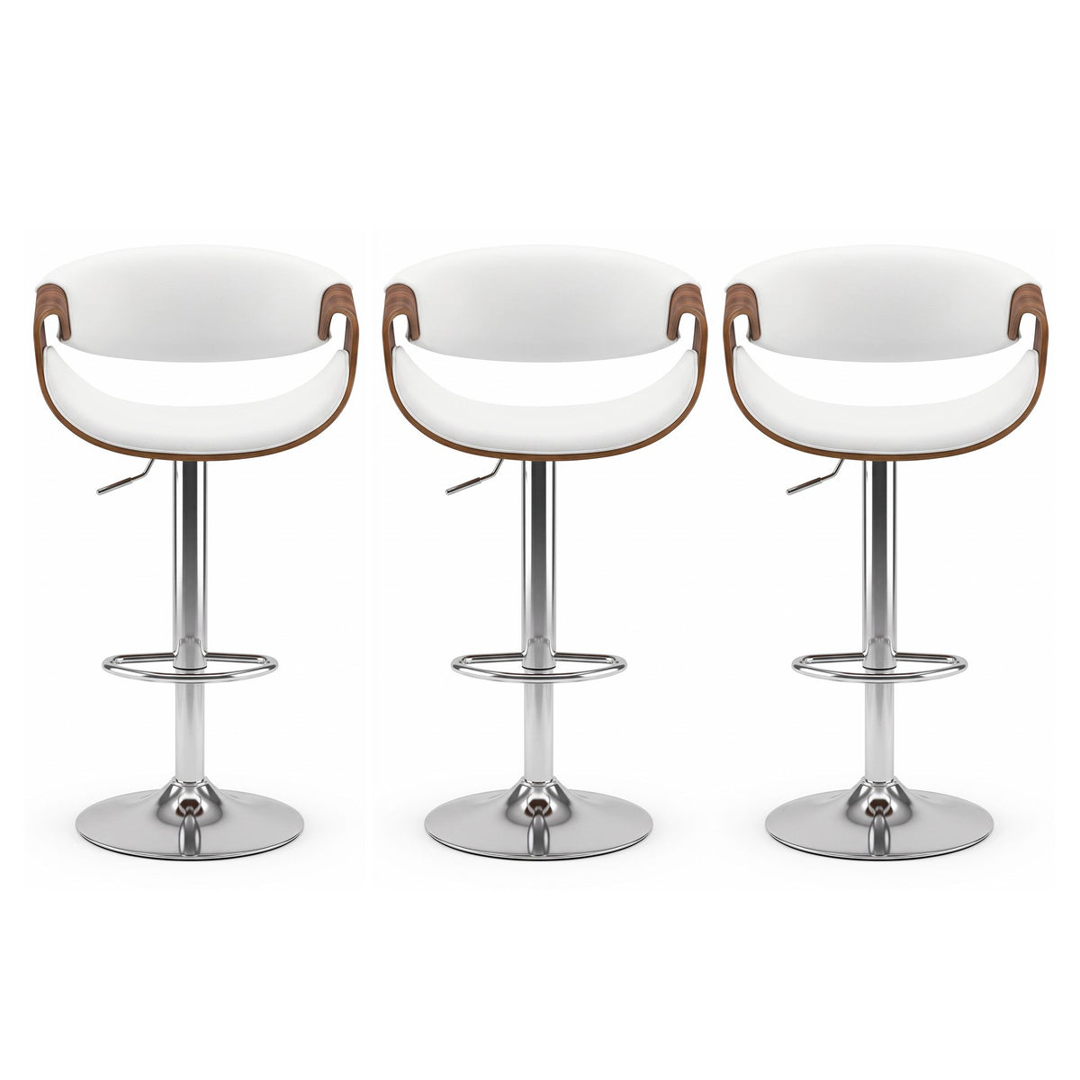 Artiss 3x Bar Stools Counter Chair Ambrus Swivel Adjustable Bentwood PU White