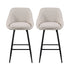 Artiss Bar Stools Set of 2 Linen Upholstered Counter Chairs with Back Padded Seat Beige