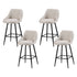 Artiss Bar Stools Set of 4 Linen Upholstered Counter Chairs with Back Padded Seat Beige