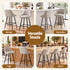 Artiss Bar Stools Set of 4 Linen Upholstered Counter Chairs with Back Padded Seat Beige