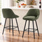 Artiss Bar Stools Set of 2 Linen Upholstered Counter Chairs with Back Padded Seat Green