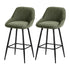 Artiss Bar Stools Set of 2 Linen Upholstered Counter Chairs with Back Padded Seat Green