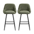 Artiss Bar Stools Set of 2 Linen Upholstered Counter Chairs with Back Padded Seat Green