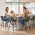 Artiss Bar Stools Set of 2 Linen Upholstered Counter Chairs with Back Padded Seat Green