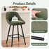 Artiss Bar Stools Set of 2 Linen Upholstered Counter Chairs with Back Padded Seat Green