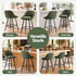 Artiss Bar Stools Set of 2 Linen Upholstered Counter Chairs with Back Padded Seat Green