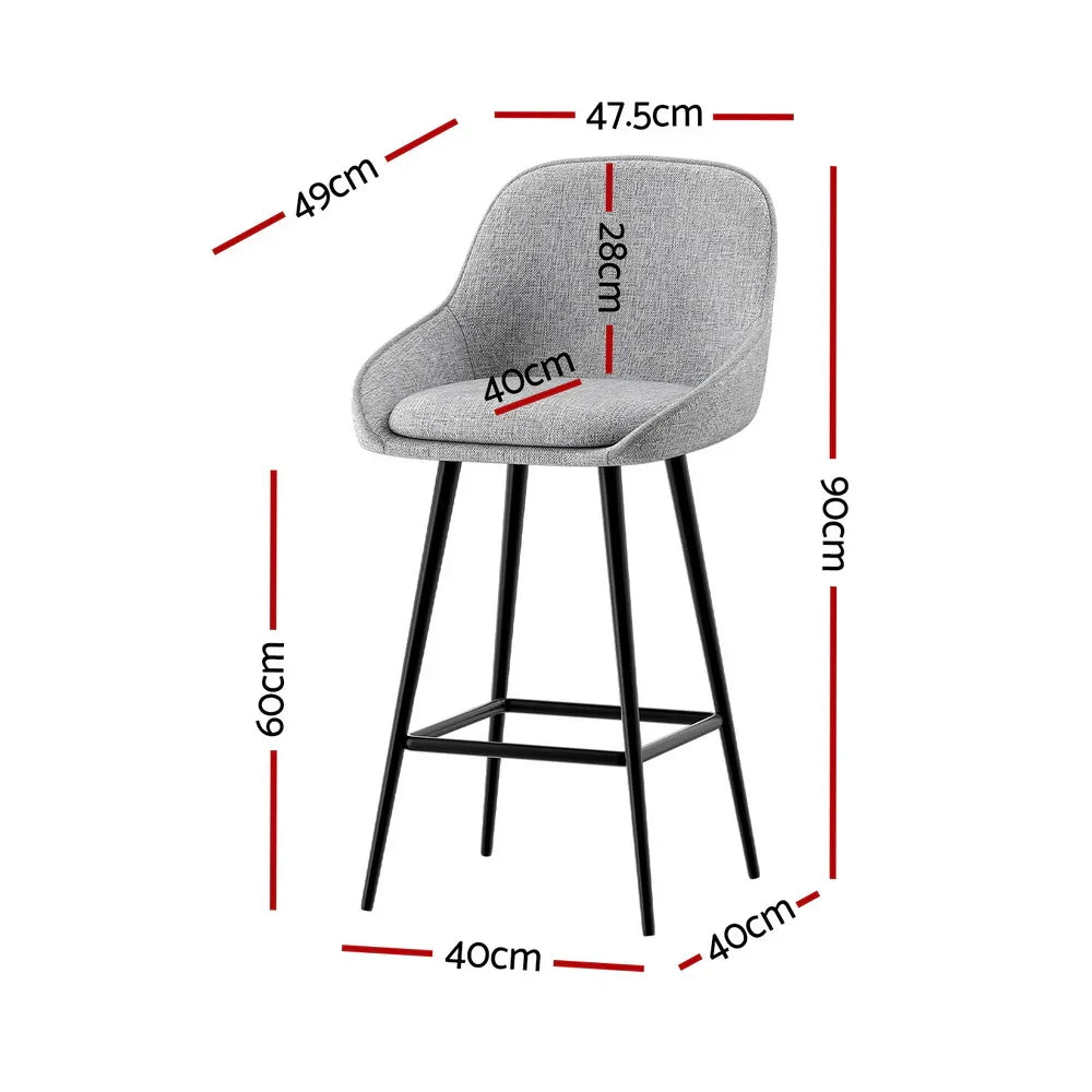 2x Bar Stools Upholstered Stool Counter Seat Kitchen Dining Chairs