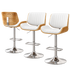 Artiss 3x Bar Stools Counter Chairs Adjustable Swivel PU Leather Galina White
