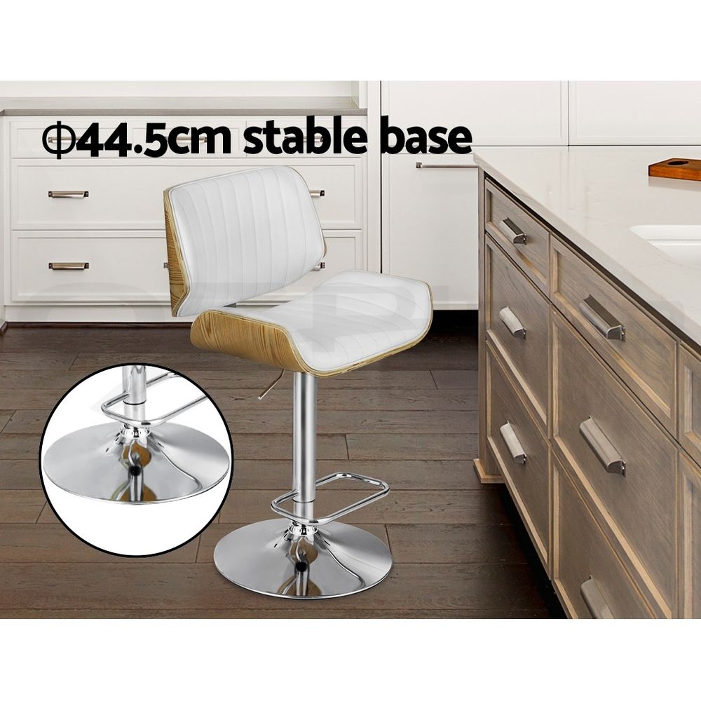 Artiss 3x Bar Stools Counter Chairs Adjustable Swivel PU Leather Galina White