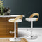 Artiss Set of 2 White PU Leather Bar Stools Adjustable Swivel Chairs