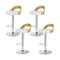 4x Bar Stools Adjustable Leather Padded White