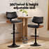 2x Bar Stools Kitchen Dining Chairs Gas Lift Stool Wooden Leather Black