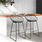 Artiss Set of 2 Bar Stools Faux Linen Steel Frame Kitchen Chairs Black