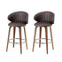 2x Artiss Bar Stools Dining Chairs Contoured Leather Wood Stool