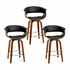Artiss Cassius Set of 3 Bentwood Bar Stools with Armrests PU Leather Seat 65cm