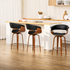 Artiss Cassius Set of 3 Bentwood Bar Stools with Armrests PU Leather Seat 65cm