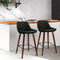 Artiss 2x Wooden Bar Stools PU Leather Padded Kitchen Counter Black