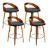 4x Bar Stools Swivel Seat Curving Backrest