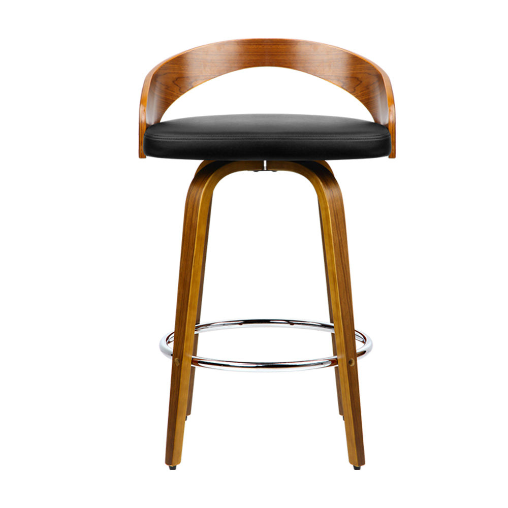 4x Bar Stools Swivel Seat Curving Backrest