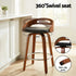 2x Bar Stools Swivel Dining Chairs Low Back Counter Seat PU Cushion
