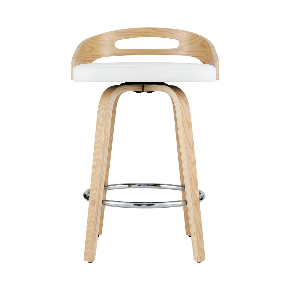 2x Bar Stools Swivel Dining Chairs Low Back Counter Seat PU Cushion