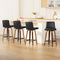 4x Swivel Bar Stools PU Leather Wooden Chairs Black Kitchen