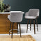 2x Velvet Swivel Bar Stools Wooden Bentwood Padded Grey Kitchen Chairs