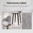 Set of 3 Velvet Bar Stools with Backrest Chrome Footrest Wooden Grey 70cm Seat
