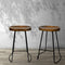 Artiss Set of 2 Industrial Pine Wood Tractor Bar Stools Black Metal Kitchen Chairs