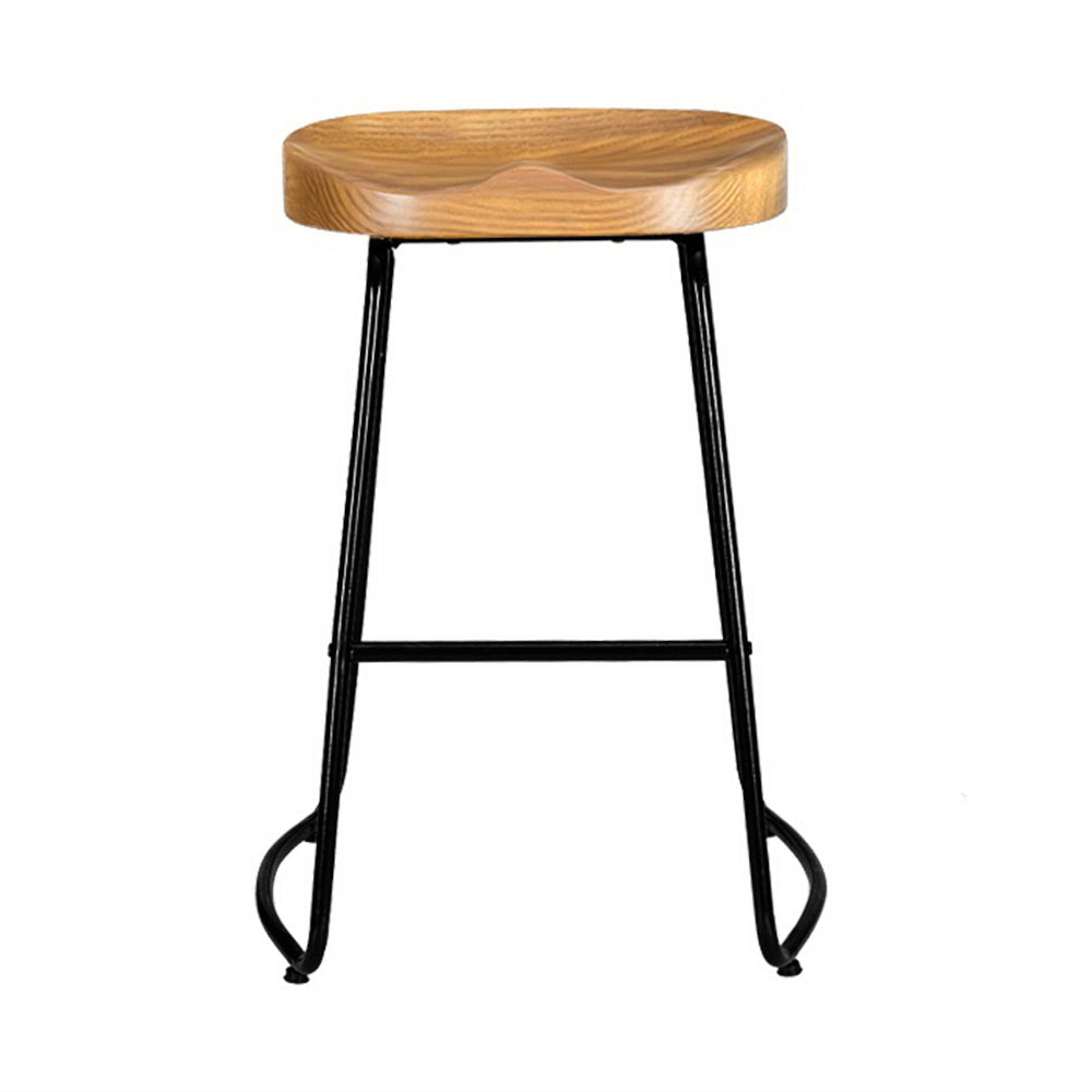 2x Bar Stools Tractor Seat 65cm Wooden
