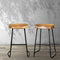 Artiss Set of 2 Industrial Tractor Bar Stools Vintage Pine Wood Seat Metal Frame Counter Chairs Black
