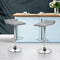 Set of 2 Grey Faux Linen Bar Stools Swivel Adjustable Kitchen Chairs