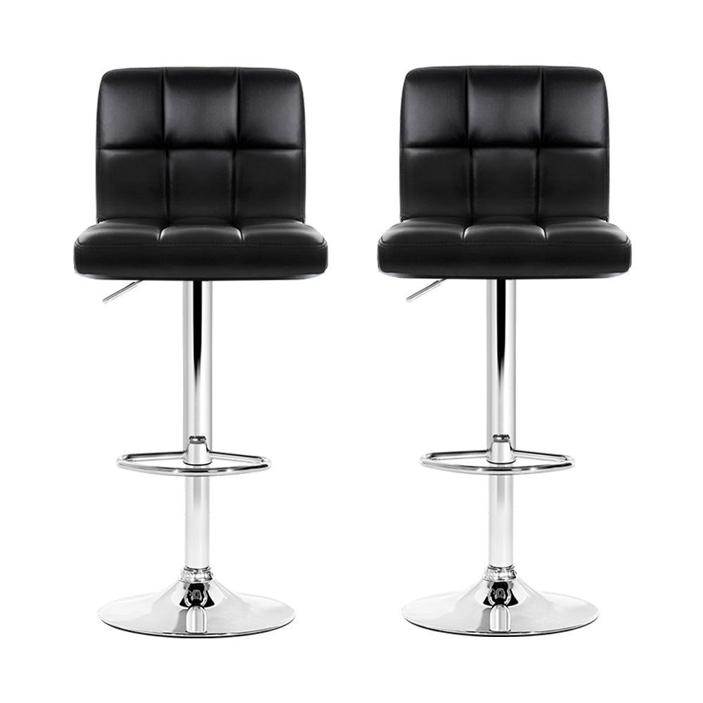 Artiss 2x Bar Stools Leather Gas Lift Black