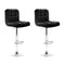 PU Leather Adjustable Bar Stools with Checkered Backrest – Black (Set of 2)
