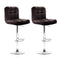 Artiss Set of 2 Chocolate PU Leather Bar Stools Adjustable Swivel Kitchen Chairs