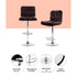 Artiss Set of 2 Chocolate PU Leather Bar Stools Adjustable Swivel Kitchen Chairs