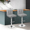 2x Fabric Bar Stools Swivel Kitchen Counter Chairs Grey