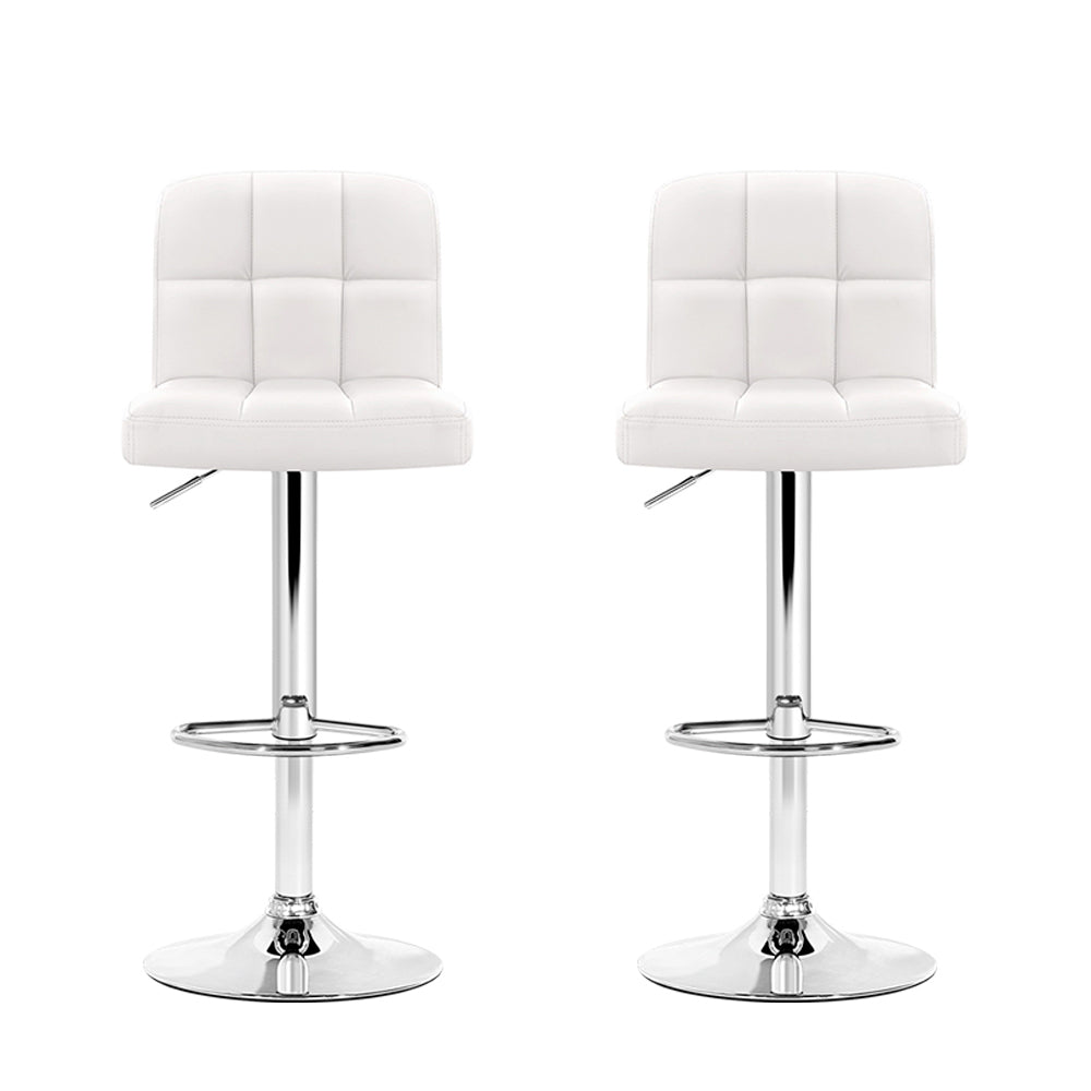 Artiss 2x Bar Stools Leather Gas Lift White