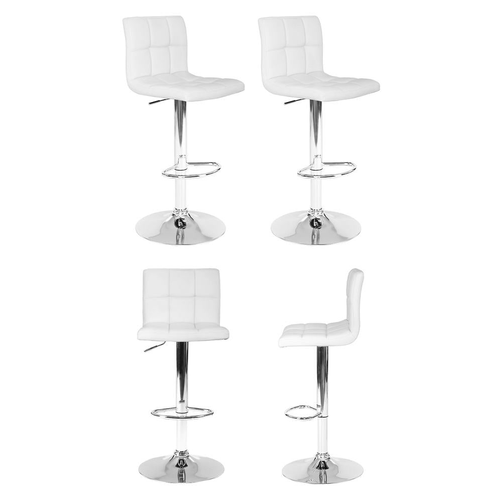 Artiss 4x Bar Stools Leather Gas Lift White