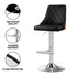 Artiss 4X Bar Stool Wood Swivel Adjustable Kitchen Counter Stool Leather Black