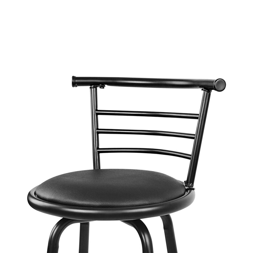 Artiss Set of 2 Swivel Bar Stools – Black, PU Leather, 75cm Seat Height