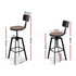 3 Piece Swivel Bar Stool Set with Backrest 63.5-79.5cm Adjustable Elm Wood Seat