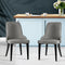 Dining Chairs Set of 2 Linen Fabric Grey
