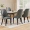 Set of 4 Grey Linen Dining Chairs High Back Cushioned Steel Legs